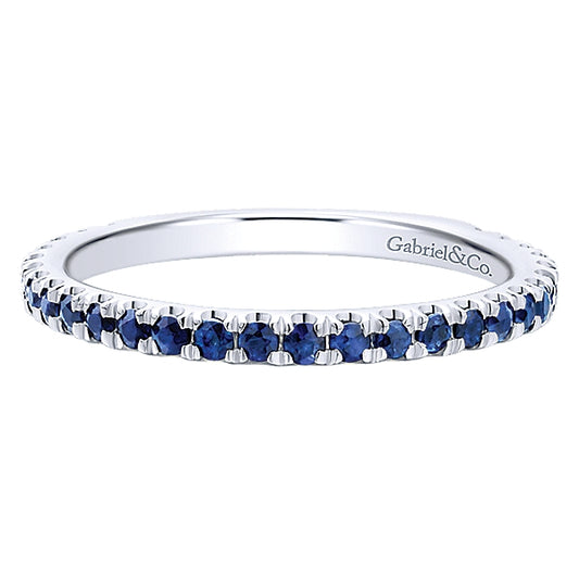 14k White Gold Stackable Sapphire Ladies Ring