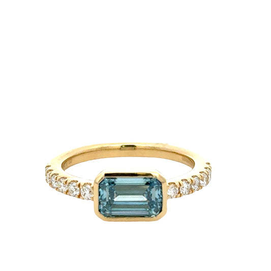 Lady's Yellow 14 Karat Bezel Lab Grown Engagement Ring