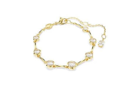 Imber Tennis bracelet Mixed round cuts, White, Gold-tone plated M