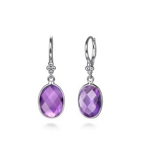 925 Sterling Silver Bujukan and Bezel Amethyst Drop Earring