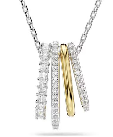 Hyperbola pendant Mixed cuts, White, Mixed metal finish