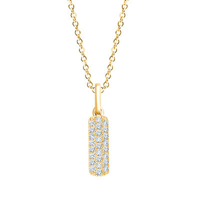 14K Yellow 1/6cttw Honeycomb Vertical Pendant