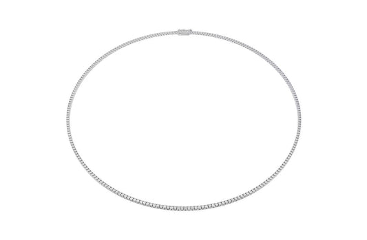 Lady's White 14 Karat Riviera Necklace Length 17 With 188 = 6.46Twt Round H Si1 Diamonds