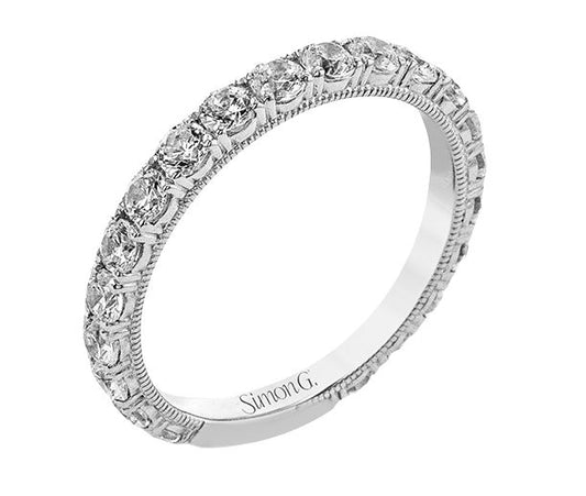 Lady's White 18 Karat Wedding Band Size 6.5 With 1.14Tw Round G/H Si2 Diamonds