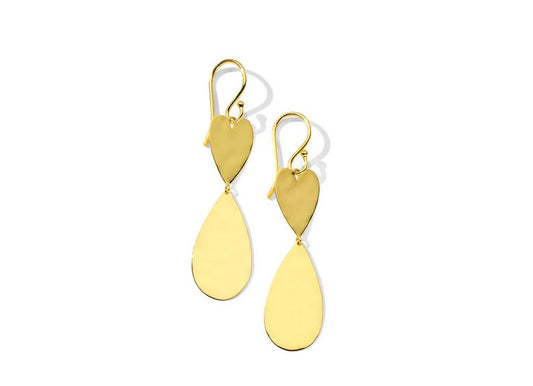 18K Classico Crinkle Heart & Pair Teardrop Dangle Earrings