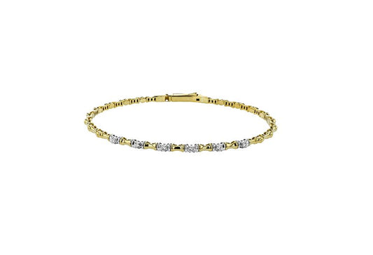 Lady's Two-Tone 18 Karat Bangle Bracelet With 6 = 0.16Twt Round G Vs1 Diamonds
