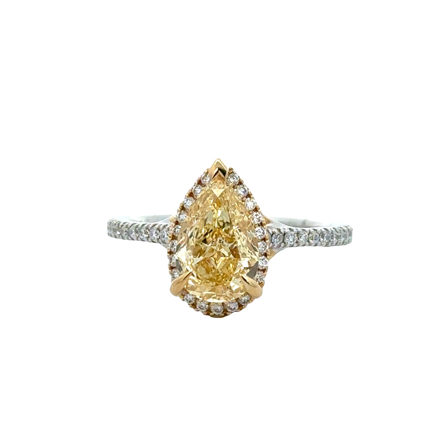 Lady's White 14 Karat Halo Lab Grown Engagement Ring