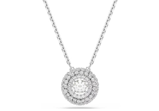 Sublima pendant Round cut, White, Rhodium plated