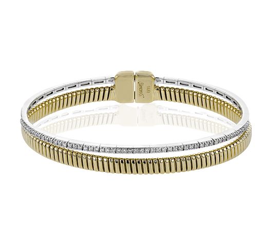 Lady's Two-Tone 14 Karat Bangle Bracelet With 54 = 0.40Twt Round G Vs1 Diamonds