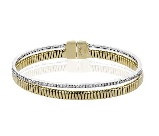 Lady's Two-Tone 14 Karat Bangle Bracelet With 54 = 0.40Twt Round G Vs1 Diamonds