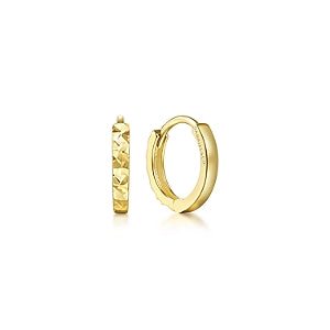 14K Yellow Gold Plain Huggie Earrings