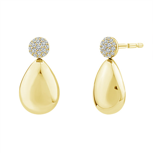 14K Yellow 1/4ct Diamond Pear Drop Earrings