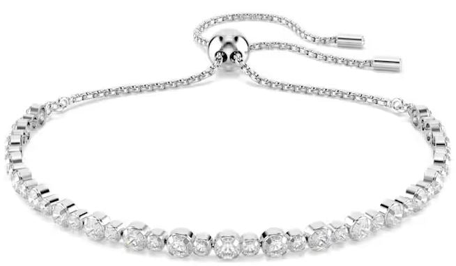 Matrix Tennis bracelet Mixed round cuts, White, Rhodium plated