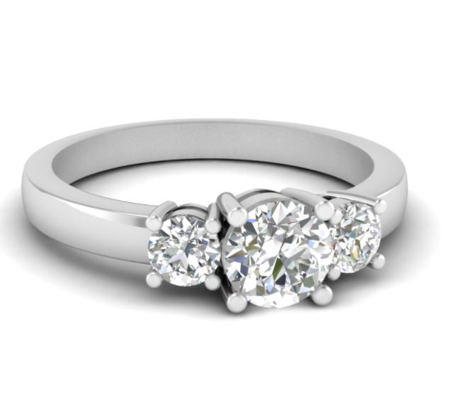 14K White Lab Grown 3 Stone Diamond Ring 2 1/4tw