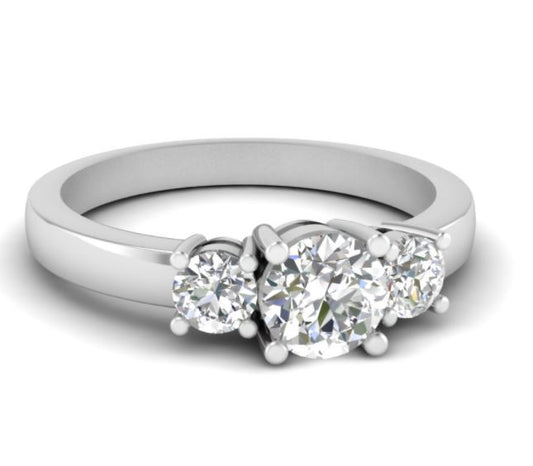 14K White Lab Grown 3 Stone Diamond Ring 2 1/4tw