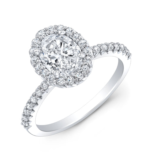 14K White Preset Lab Grown Engagement Ring w/ 3ct Oval Center