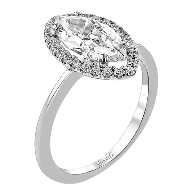 White 18 Karat Halo Ring Size 6.5