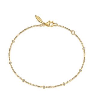 14K Yellow Gold Diamond Stations Chain Bracelet