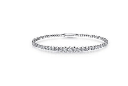 14K White Gold Diamond Bangle