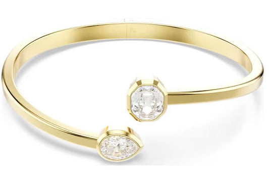 Imber bangle Mixed cuts, White, Gold-tone plated