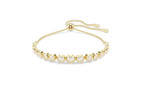 Imber Tennis bracelet Mixed round cuts, White, Gold-tone plated
