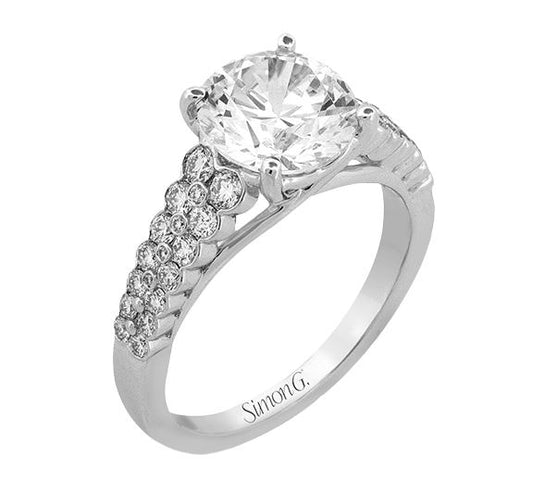 Lady's White 18 Karat Engagement Ring Size 6.5 With 0.51Tw Round G/H Si2 Diamonds