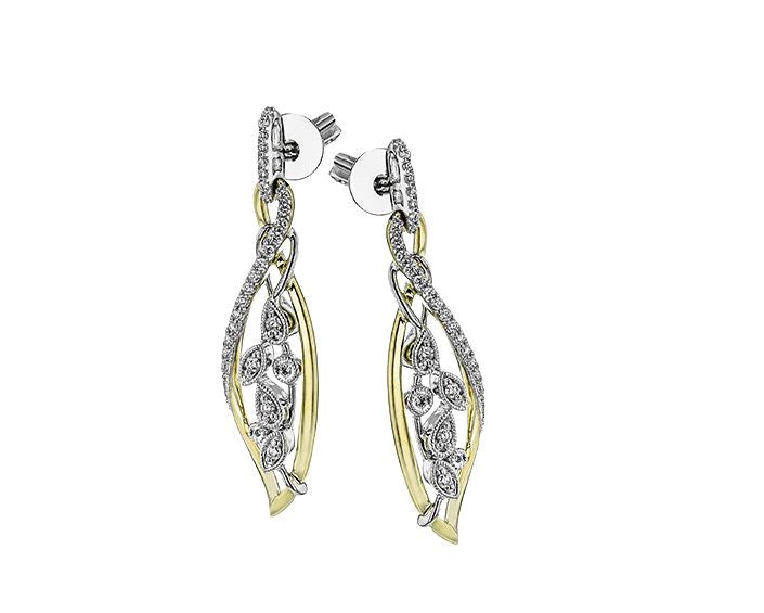 Lady's Two-Tone 18 Karat Drop Earrings