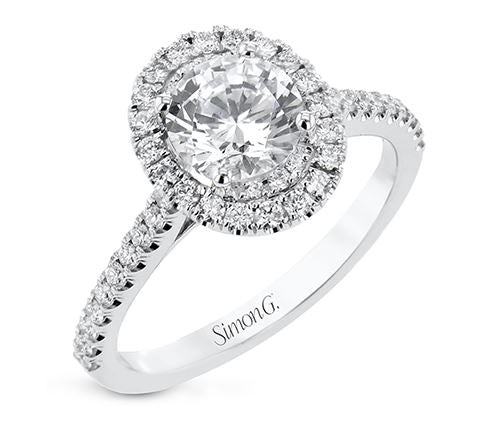 White 18 Karat Halo Ring Size 6.5 With 46 = 0.40Tw Round G Vs1 Diamonds And 2 = 0.02Tw Round G Vs1 Yellow Diamonds
