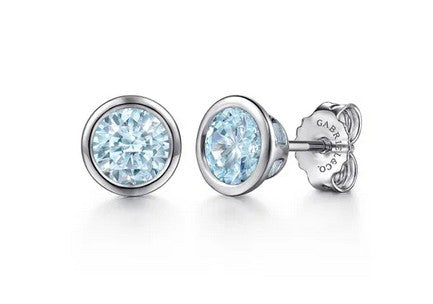 925 Sterling Silver Aquamarine Stud Earrings