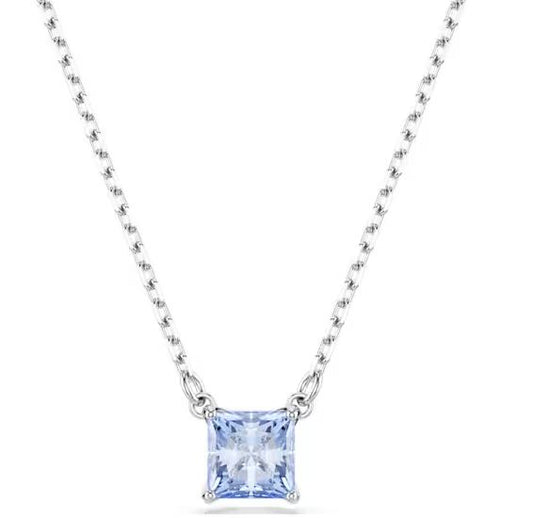 Matrix pendant Square cut, Blue, Rhodium plated