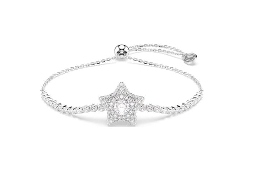 Sublima Bracelet, Round cut, Star, White, Rhodium plated