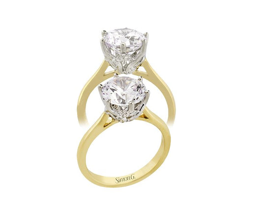 Two-Tone 18 Karat Solitaire Ring Size 6.5