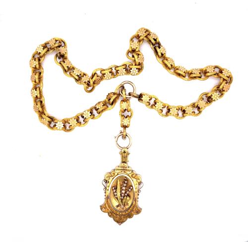 Original Victorian 14KY Locket Pendant Necklace (Antique 1860s) 51g 18" TR ZIAA
