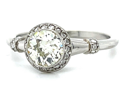 95ct (J-K VS) European Diamond Platinum Handmade Ring .36ct SD 4g 7.50 Size