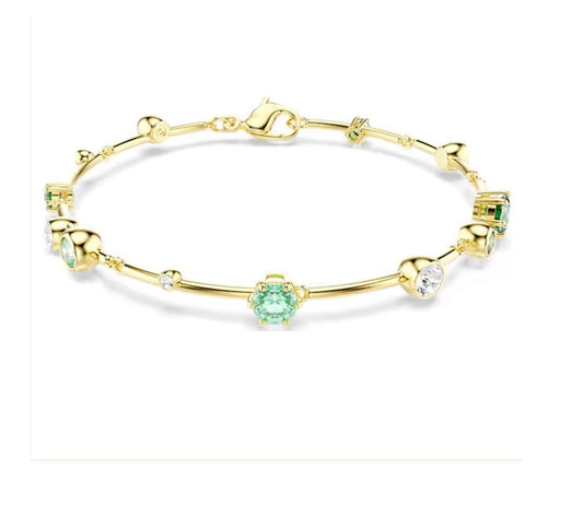 Constella bracelet Mixed cuts, Green, Gold-tone plated