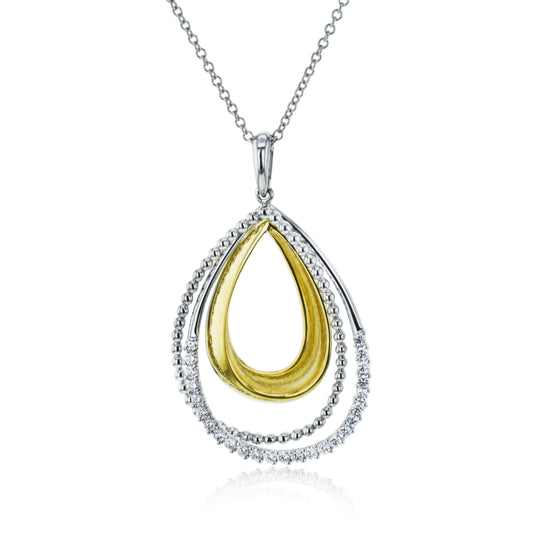 Lady's Two-Tone 18 Karat Free Form Pendant With 25=0.22Tw Round G Vs1 Diamonds