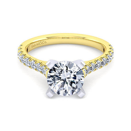 14k White-yellow Gold Round Diamond Engagement Ring