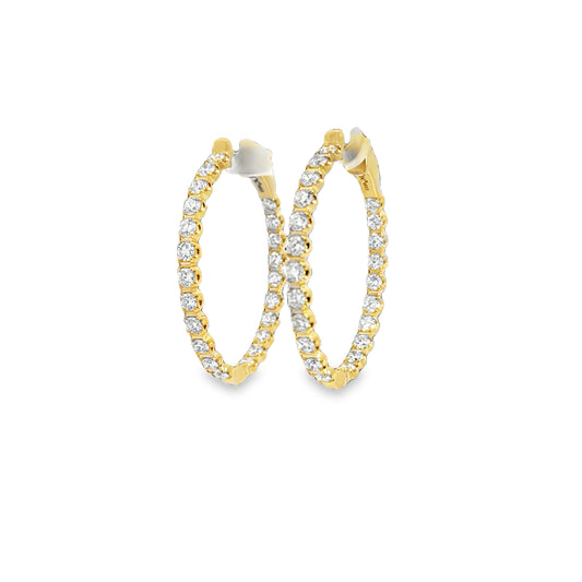 14K Yellow Lab Grown 2 1/2tw Inside Out Oval Diamond Hoops