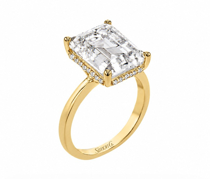Yellow 18 Karat Hidden Halo Ring Size 6.5