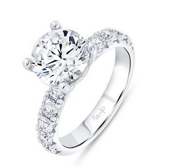 14K White Uneek Timeless Collection Straight Round Engagement Ring