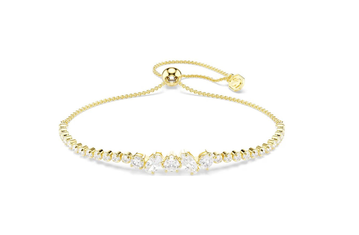 Mesmera bracelet Mixed cuts, White, 18K gold finish