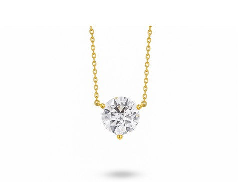 14K Yellow 2ct Round Lab Grown Diamond Pendant with 18" Chain