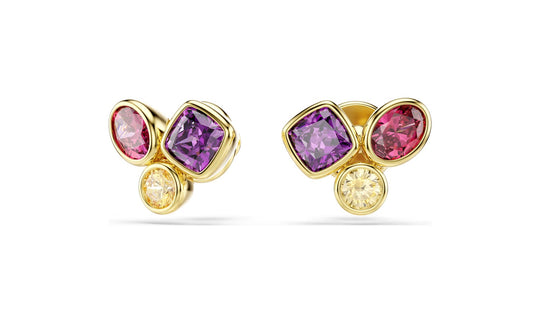 Imber stud earrings Mixed cuts, Multicolored, 18K gold plated
