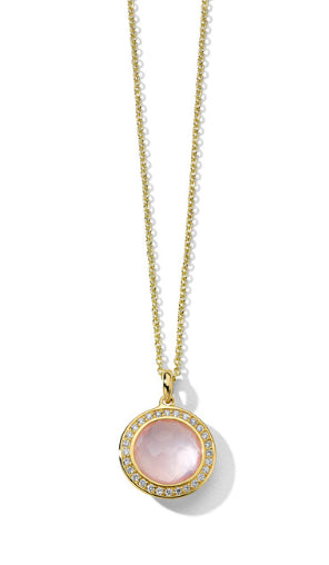 Lollipop Collection Rose Quartz and Diamond Pendant