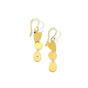 Classico Crinkle Heart Three Drop Earrings