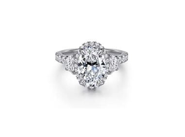 14k White Gold Oval Halo Diamond Engagement Ring