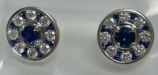 PT Sapphire & Diamond Earrings 7.5gr 1.40ct(sap) 2.20ct twt(dia) Length 10/16 S Sap 1.30ct