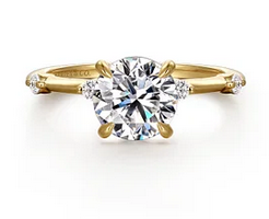 14k Yellow Gold Round Diamond Engagement Ring