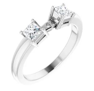 14K White 1/2 CTW Natural Diamond Square Side-Stone Peg Shank