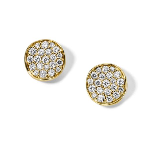 18K Stardust Mini Flower Disc Stud Earrings (.20ctw)